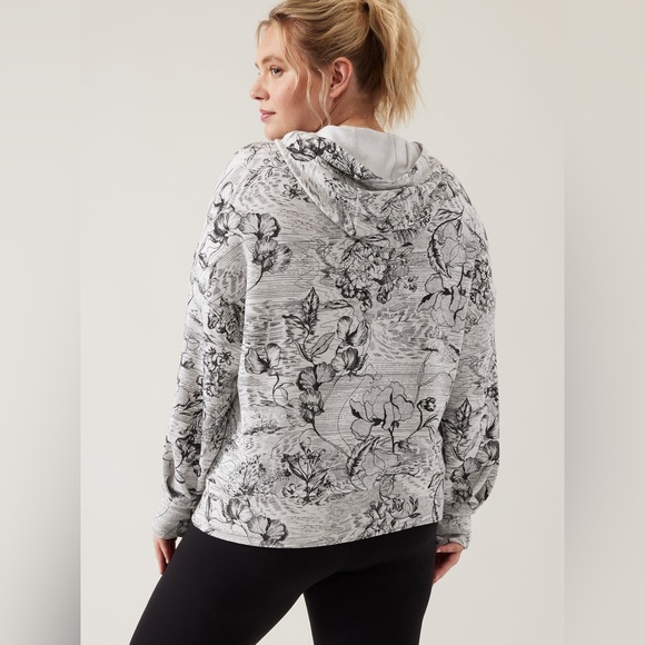 **Athleta Balance Hoodie Sweatshirt - Eden Floral Grey - Picture 2 of 9